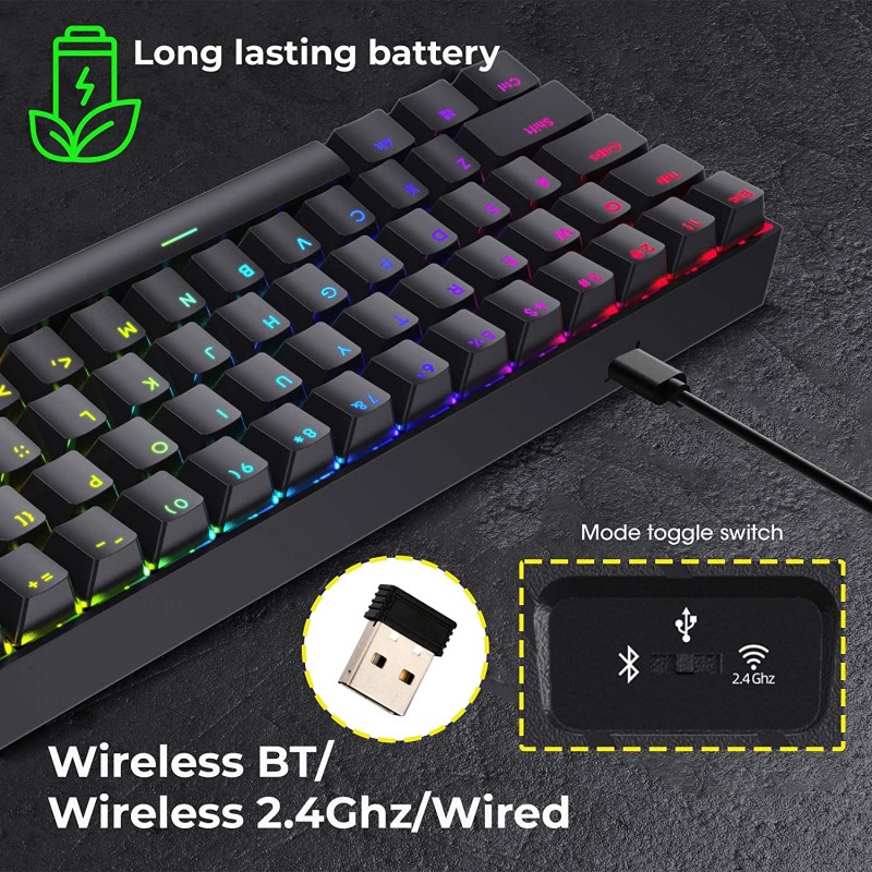 Zebronics Zeb Max Ninja 60% Wireless Black - Blue switch 